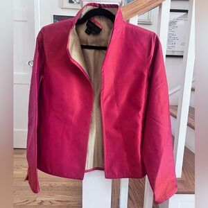 Nina Mclemore 100% Silk Blazer Pink Red Size 8